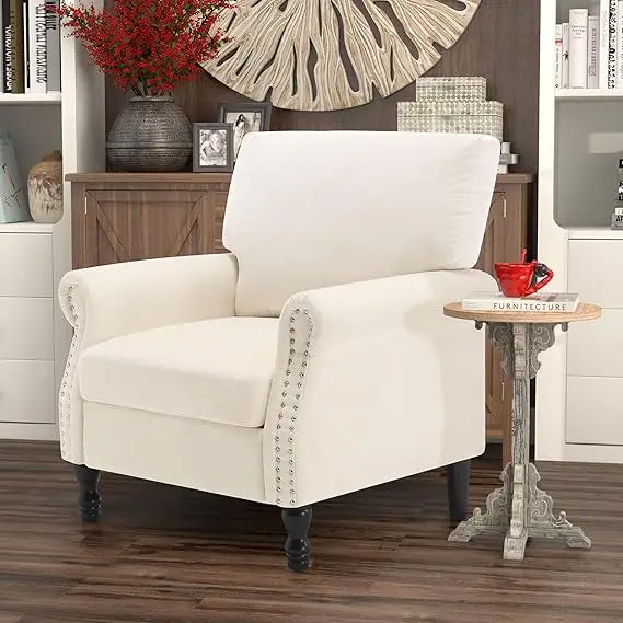 Beige High Back Upholstered Accent Chair for Home Office - Chic & Cheery Shopping