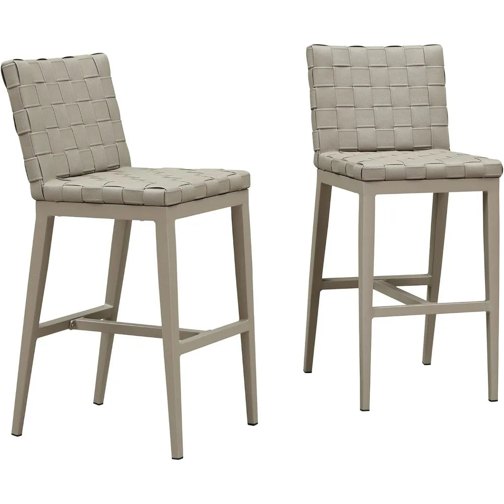 29 Inch Outdoor Bar Stools Set of 2 with Aluminum Frame - Chic & Cheery Shopping