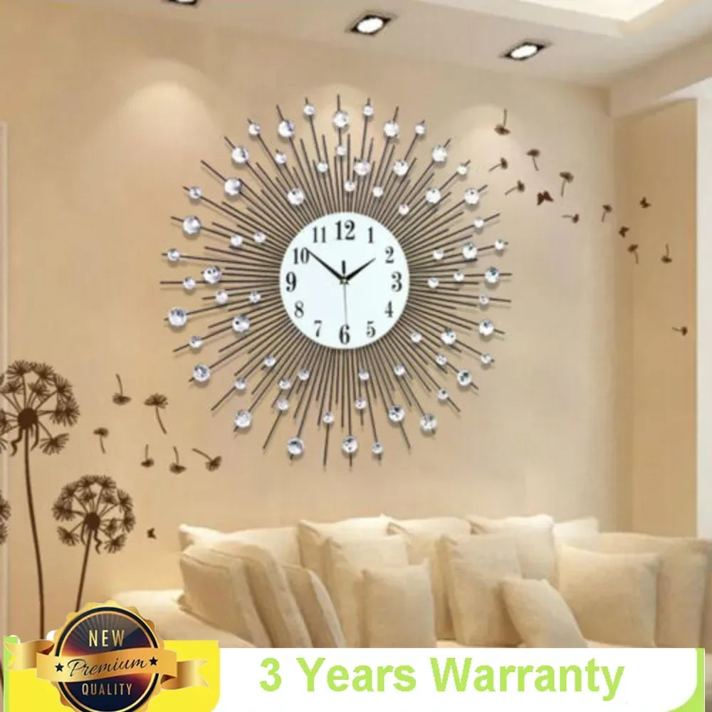 Large Metal Sunburst Wall Clock 60x60cm Luxury Home Decor - Chic & Cheery Shopping