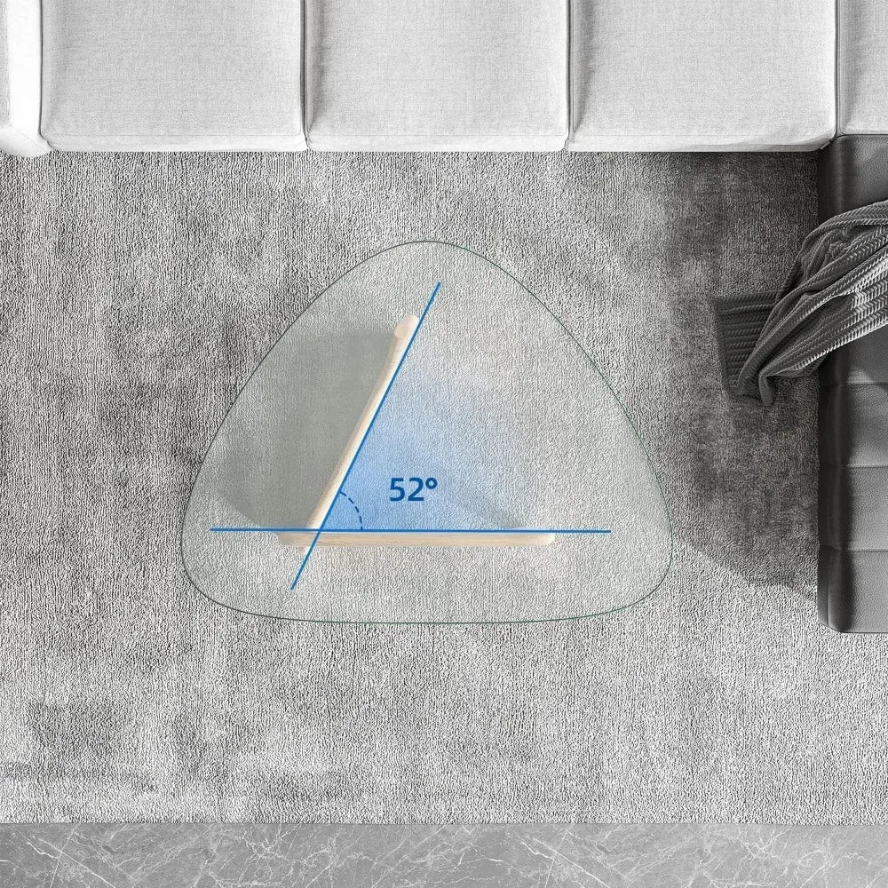 Vintage Triangular Glass Coffee Table with Wood Base - Chic & Cheery Shopping