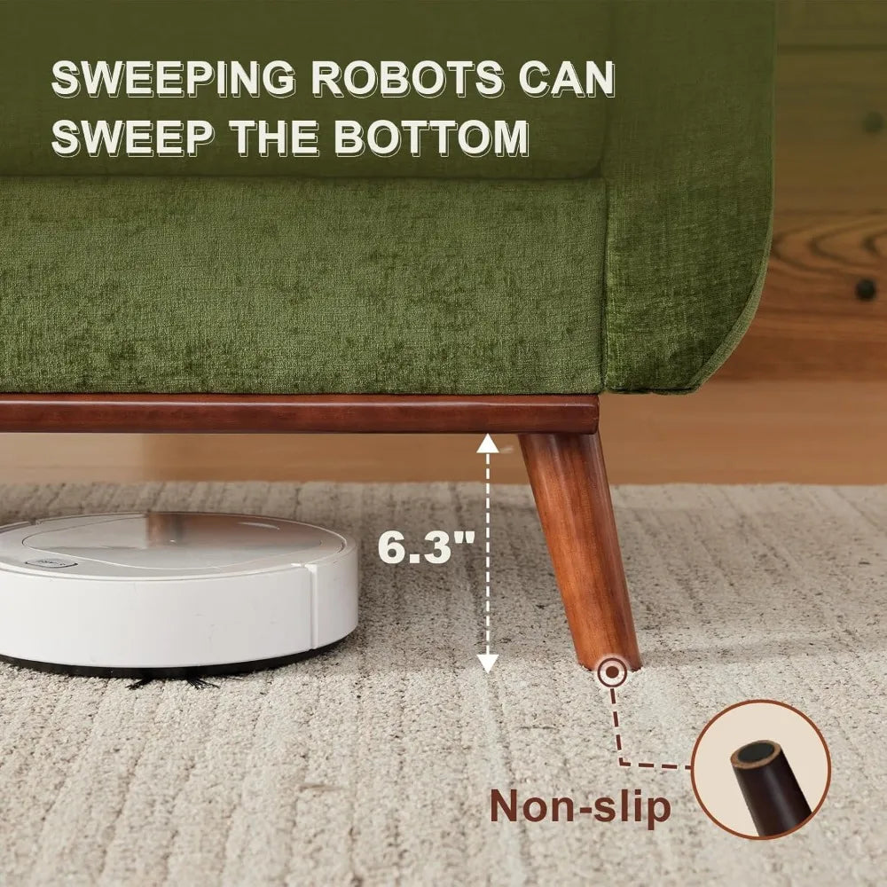 Modern Dark Green Chenille Love Seat Sofa for Living Room - Chic & Cheery Shopping