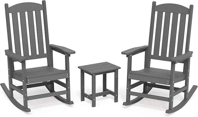 Outdoor Rocking Chairs Set of 3 All Weather Resistant - Chic & Cheery Shopping