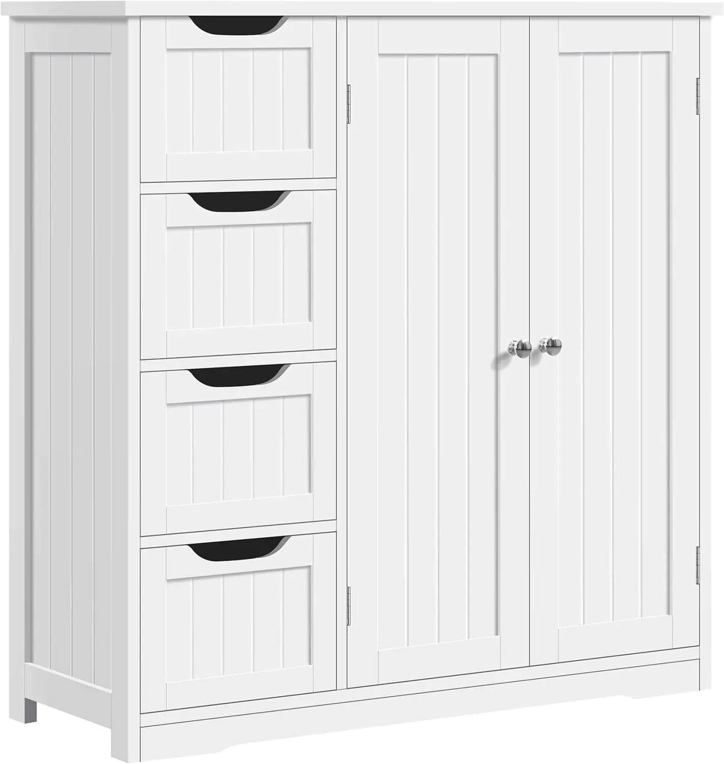 Wooden Bathroom Floor Cabinet with 4 Drawers and Double Doors - Chic & Cheery Shopping