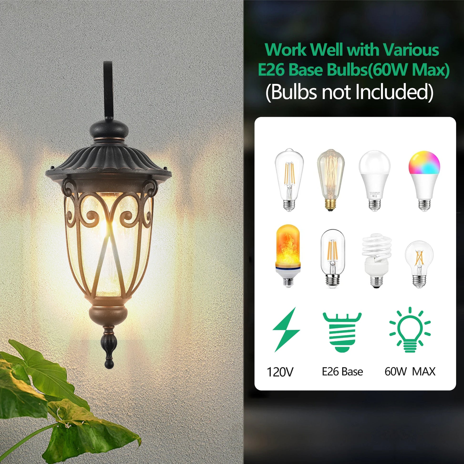 Classic Black Outdoor Wall Lantern with Bubble Glass - Chic & Cheery Shopping