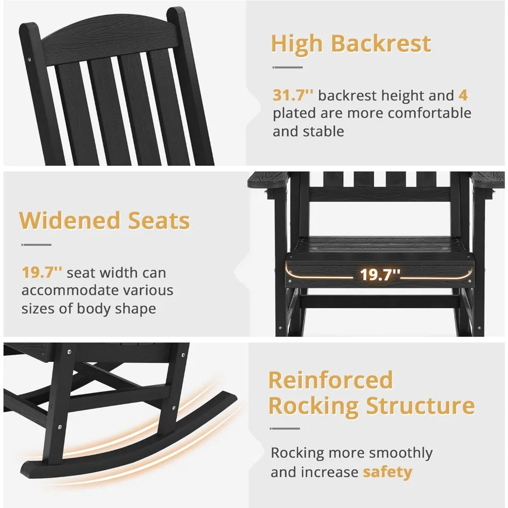 Outdoor Rocking Chairs Set of 3 All Weather Resistant - Chic & Cheery Shopping