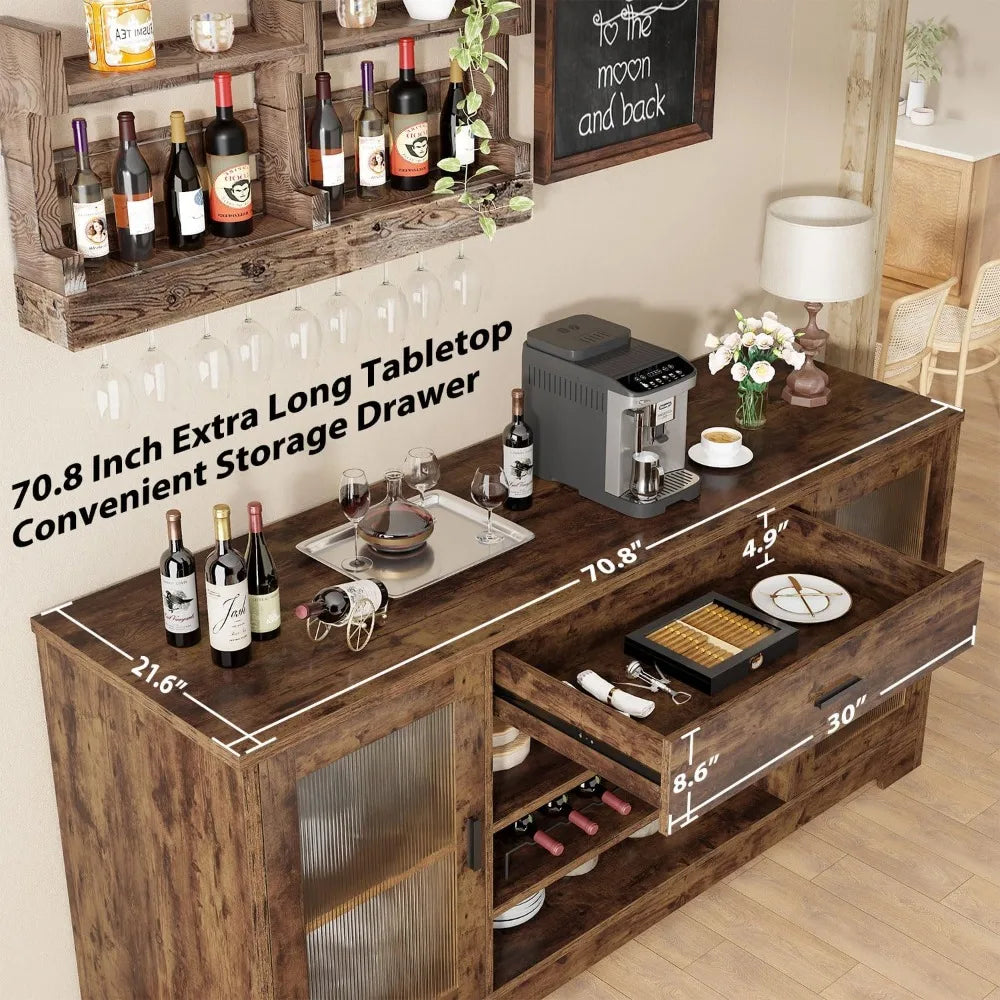 Farmhouse Bar Cabinet with Mini Fridge Storage Space - Chic & Cheery Shopping