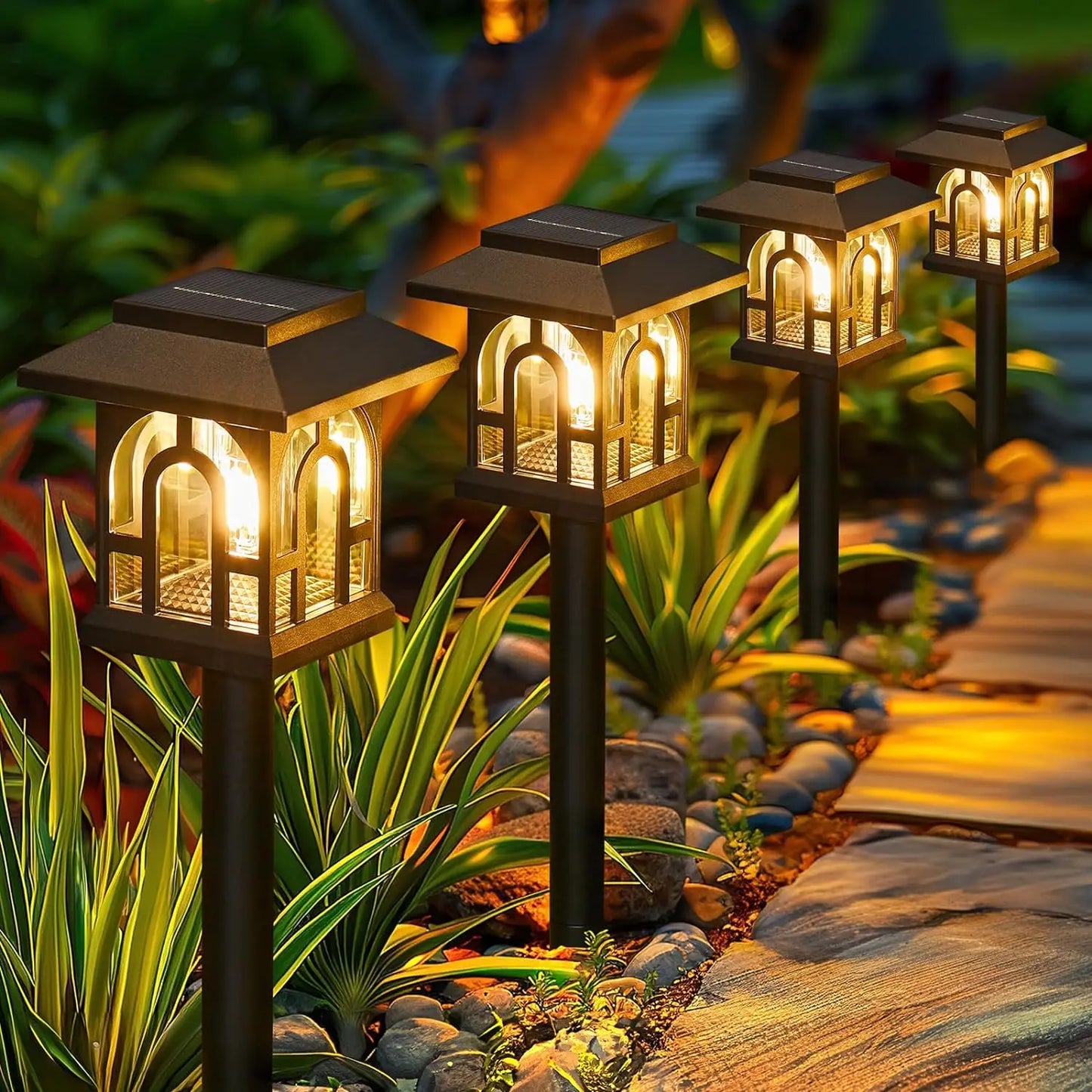 Solar Pathway Lights 6 Pack for Outdoor Yard and Patio - Chic & Cheery Shopping