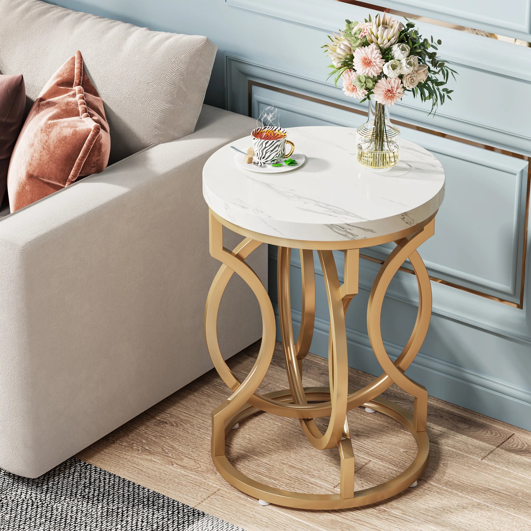 Tribesigns Modern Round End Table with Unique O Shaped Base - Chic & Cheery Shopping