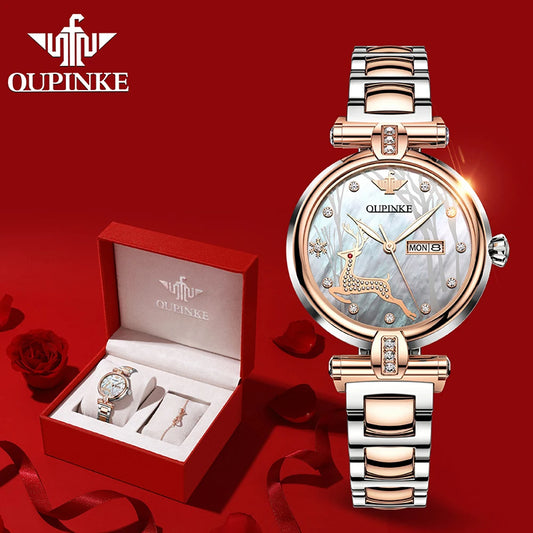 OUPINKE Women's Luxury Waterproof Mechanical Watch - Chic & Cheery Shopping