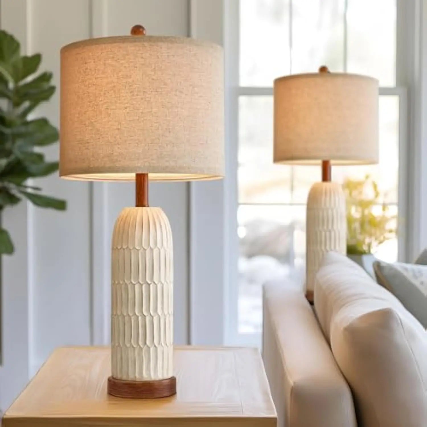 Modern Farmhouse Table Lamp Set of 2 with USB Ports - Chic & Cheery Shopping