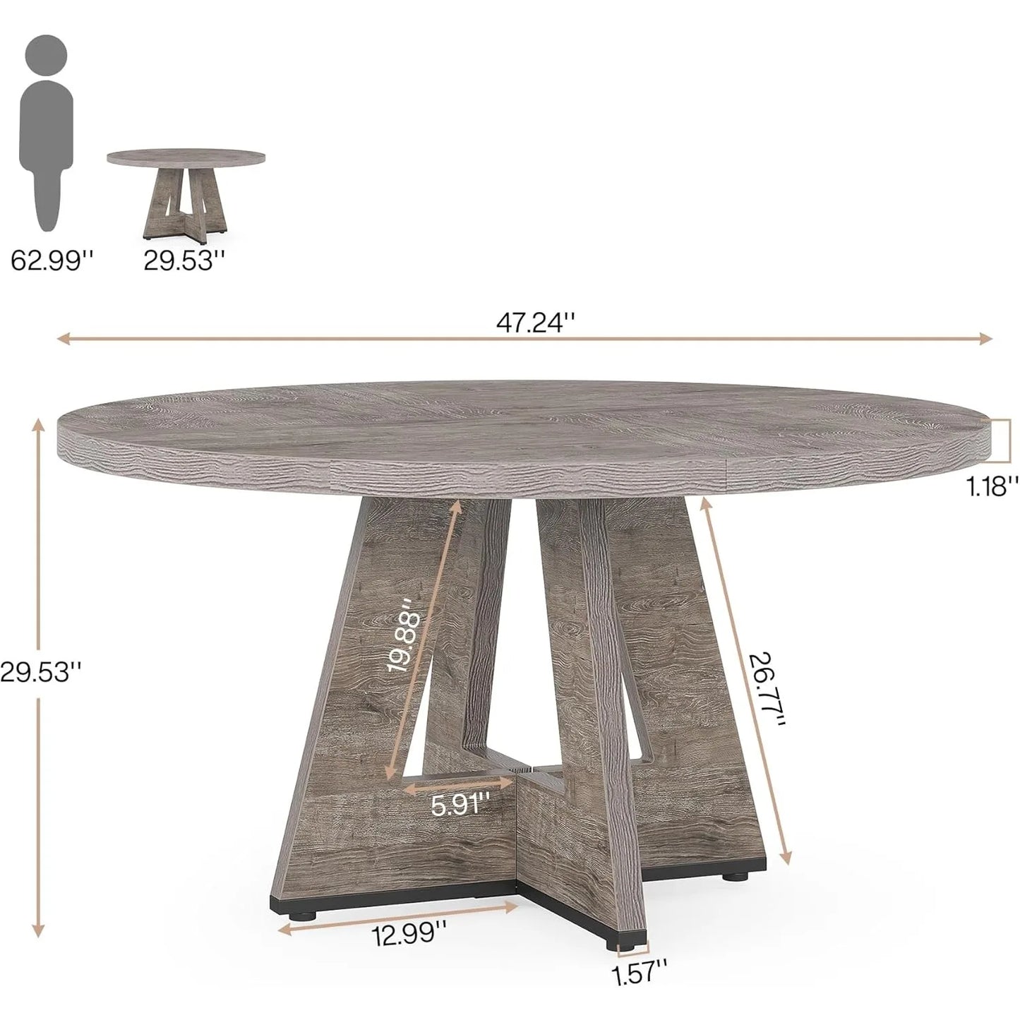 Rustic 47 Inch Round Farmhouse Dining Table for Four - Chic & Cheery Shopping