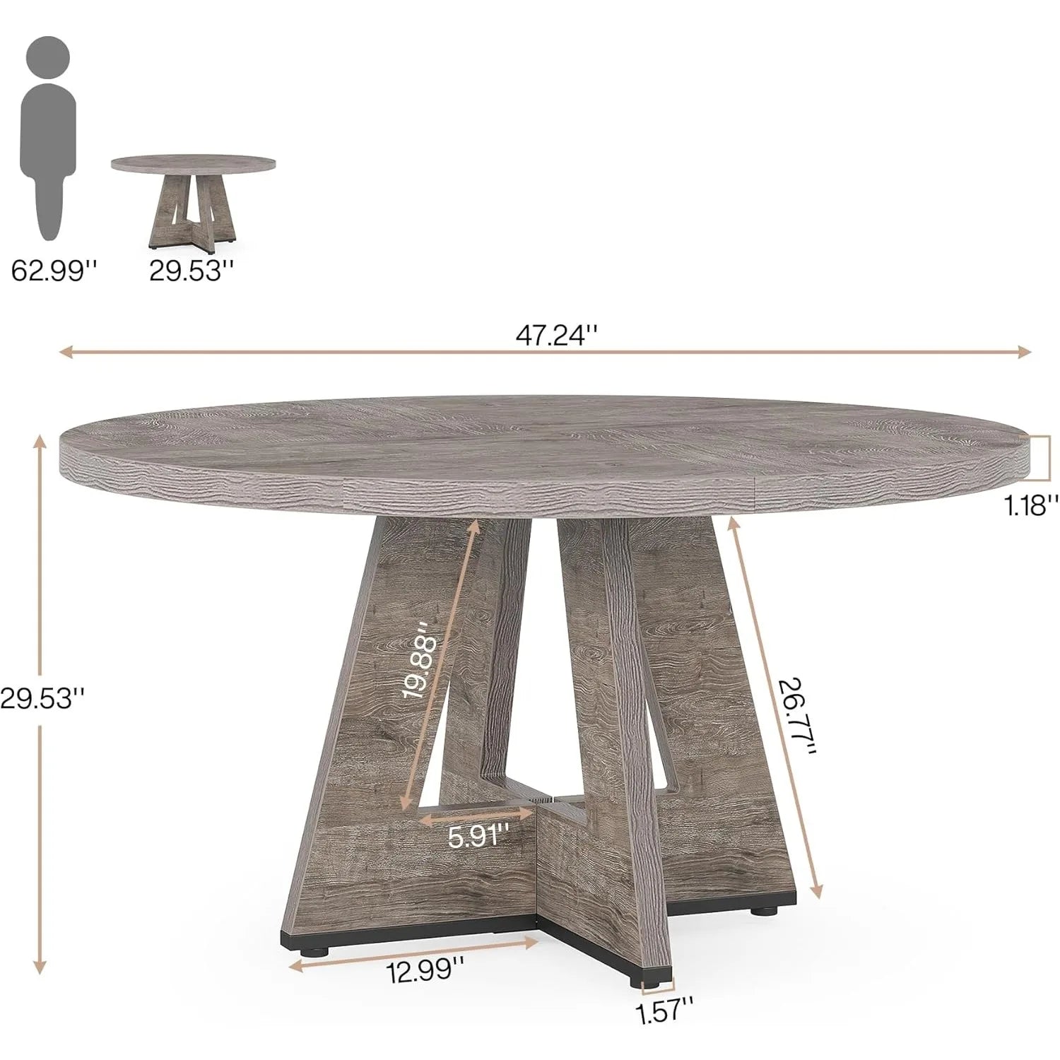 Rustic 47 Inch Round Farmhouse Dining Table for Four - Chic & Cheery Shopping