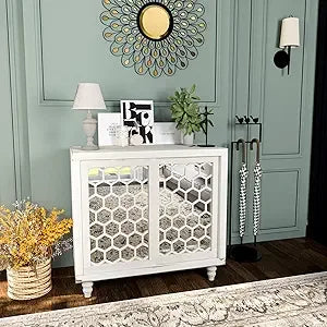 Rustic Boho Accent Cabinet with Doors and Shelf - Chic & Cheery Shopping