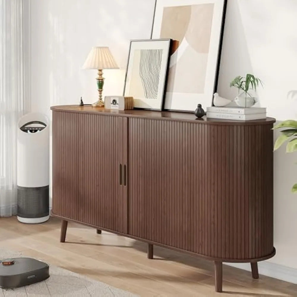 59 Inch Mid Century Modern TV Stand with Charging Station - Chic & Cheery Shopping