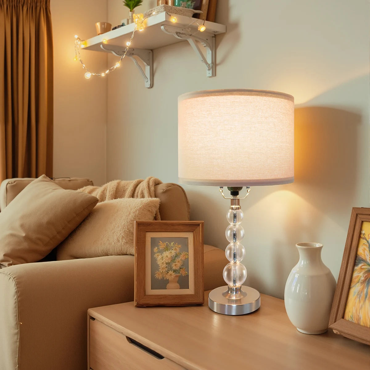 Modern Desk Lamp Set of Two with Linen Lampshade - Chic & Cheery Shopping