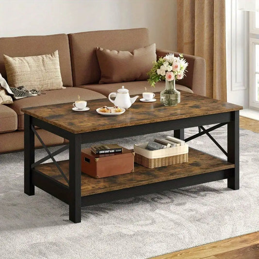 Modern Coffee Table With Open Storage Shelf For Living Room - Chic & Cheery Shopping
