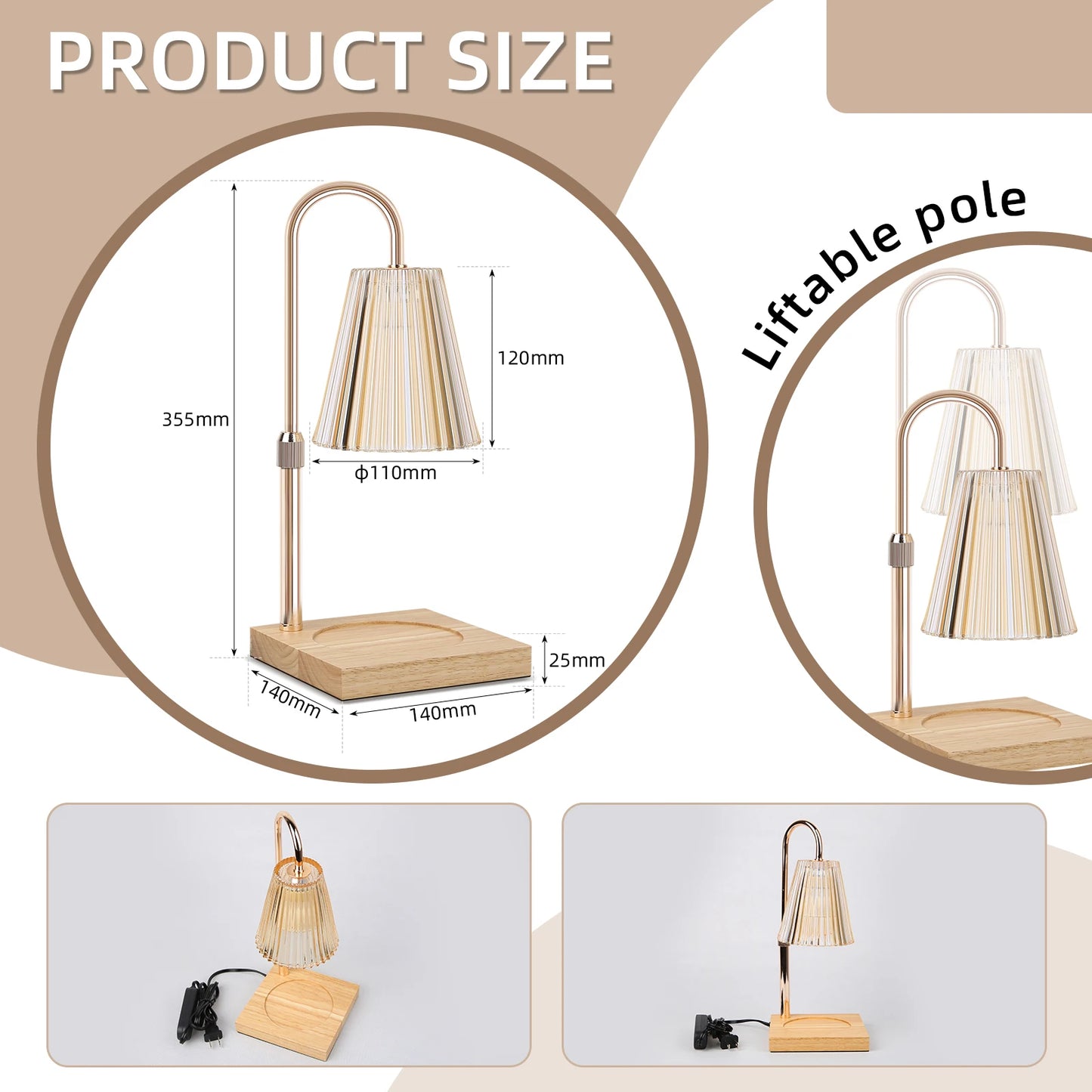 Adjustable Height Candle Heating Lamp with Timer and Dimmable Light - Chic & Cheery Shopping