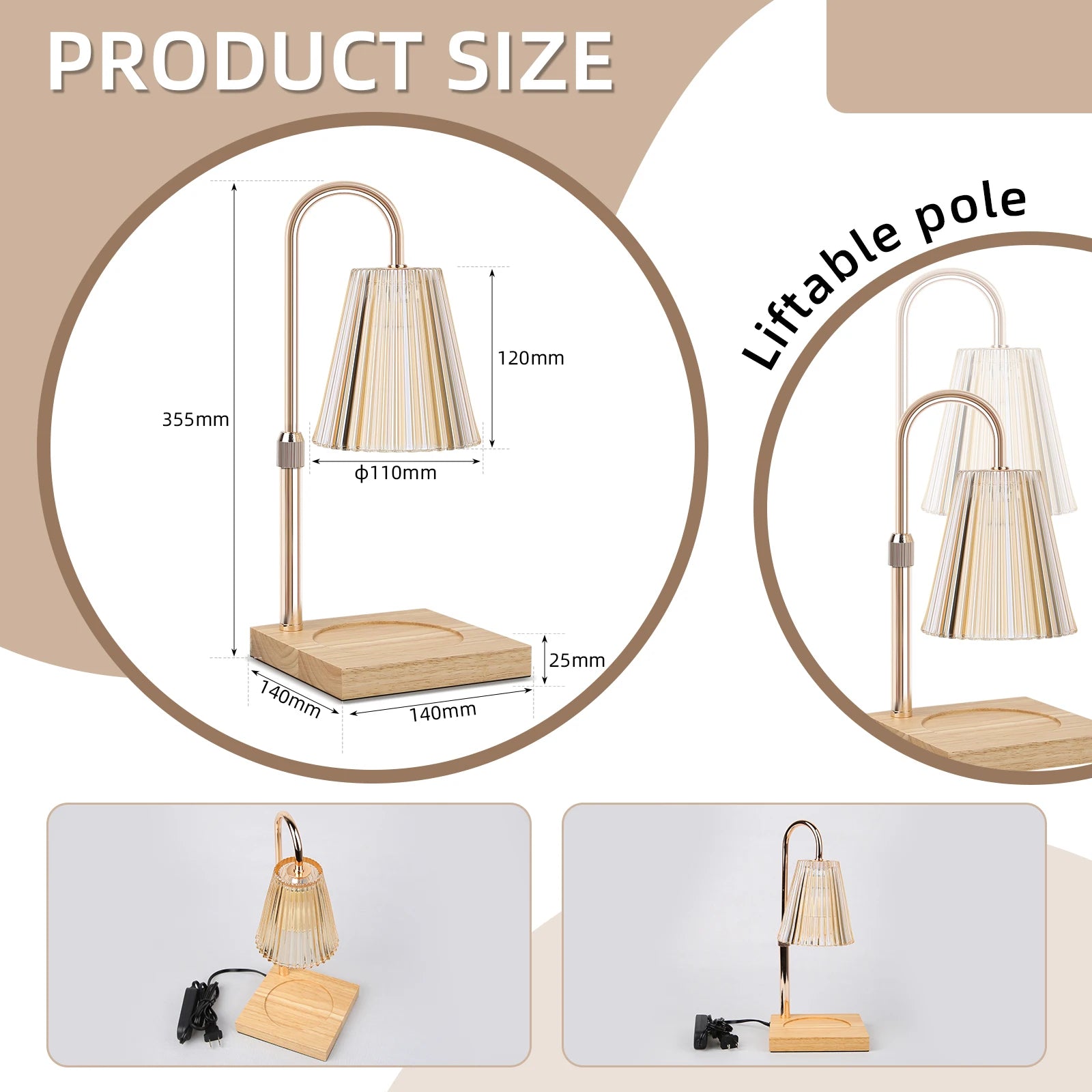 Adjustable Height Candle Heating Lamp with Timer and Dimmable Light - Chic & Cheery Shopping