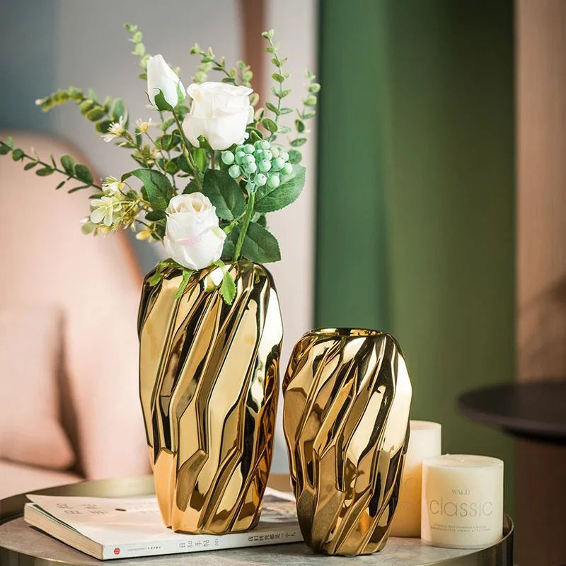 Electroplating Golden Silvery Ceramic Vase for Home Decor - Chic & Cheery Shopping