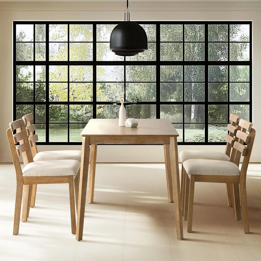 Farmhouse Dining Table Set for 4 with Solid Wood Chairs - Chic & Cheery Shopping