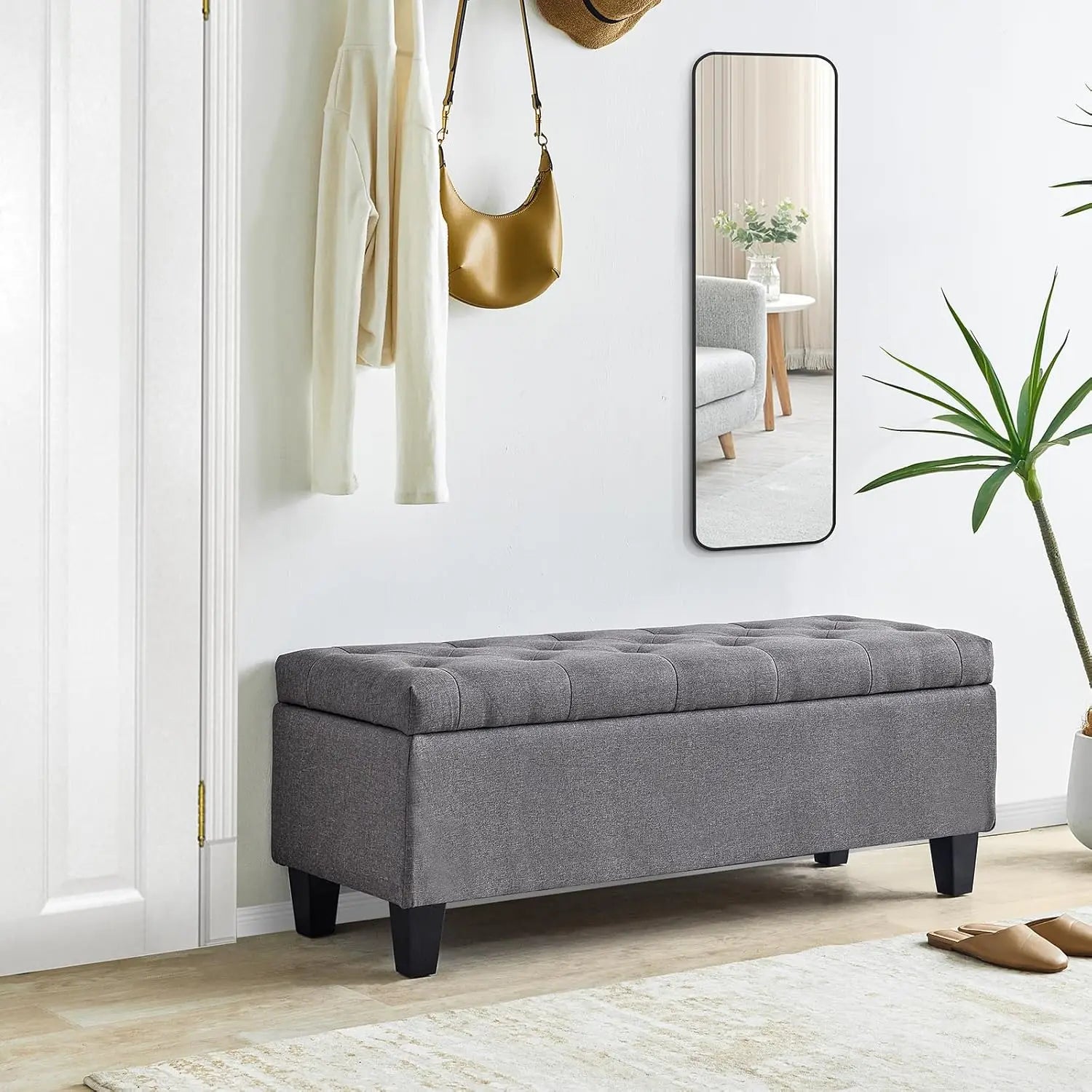 Redlife 42 Inch Tufted Storage Ottoman Bench for Home - Chic & Cheery Shopping