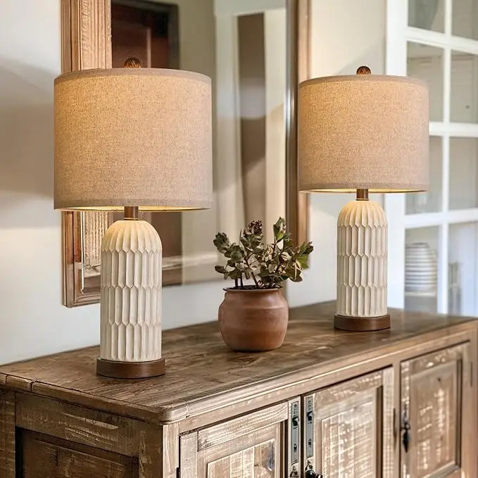 Modern Farmhouse Table Lamp Set of 2 with USB Ports - Chic & Cheery Shopping