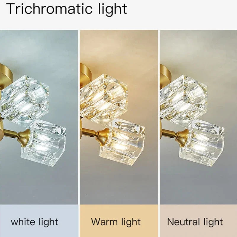 Gold Modern Crystal Chandelier Semi Flush Mount Light Fixture - Chic & Cheery Shopping