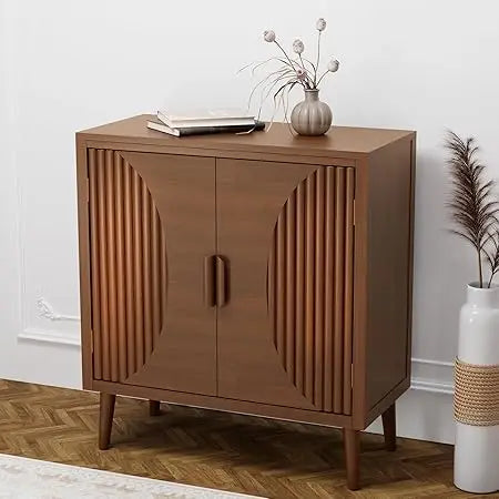 Rustic Boho Accent Cabinet with Doors and Shelf - Chic & Cheery Shopping