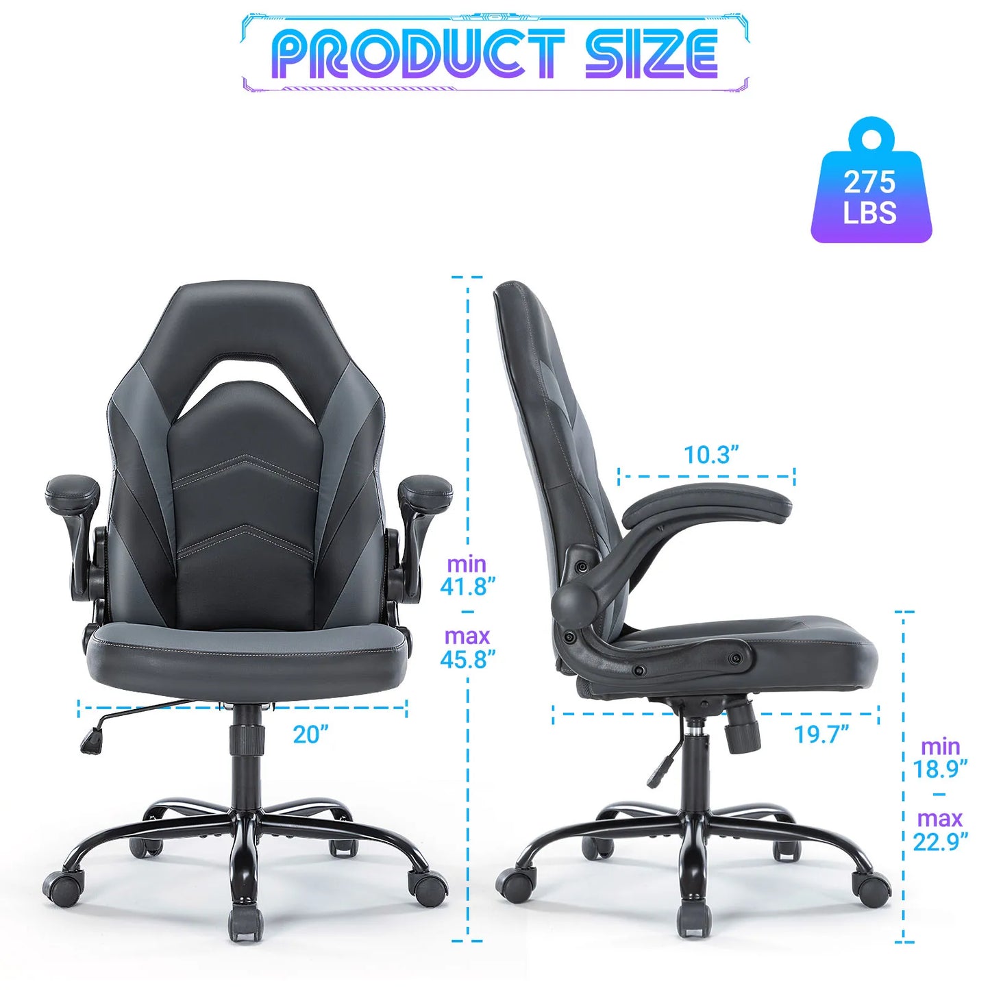 JHK Adjustable Ergonomic PU Leather Gaming Desk Chair - Chic & Cheery Shopping