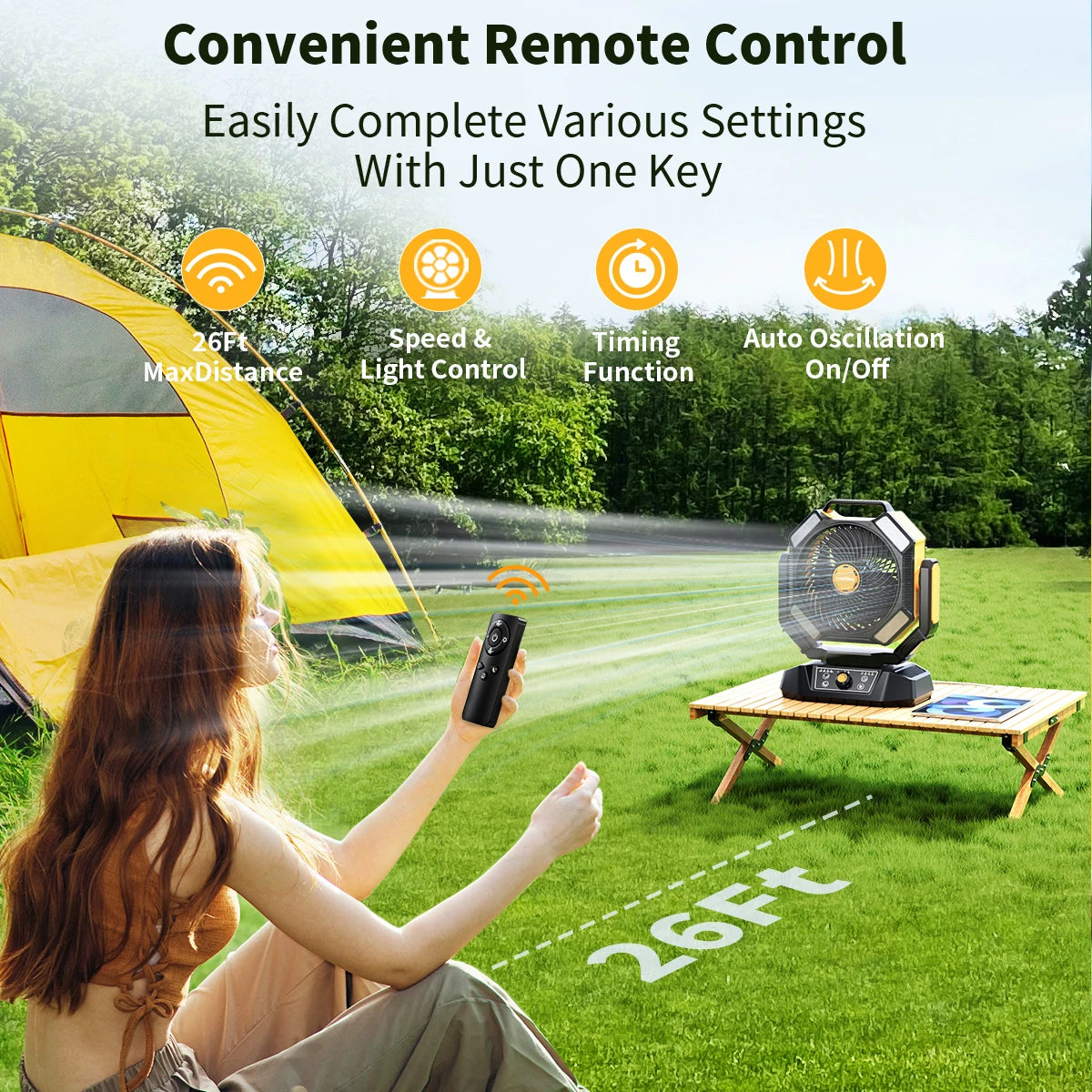 Portable 40000mAh Camping Fan with LED Lantern and Remote - Chic & Cheery Shopping