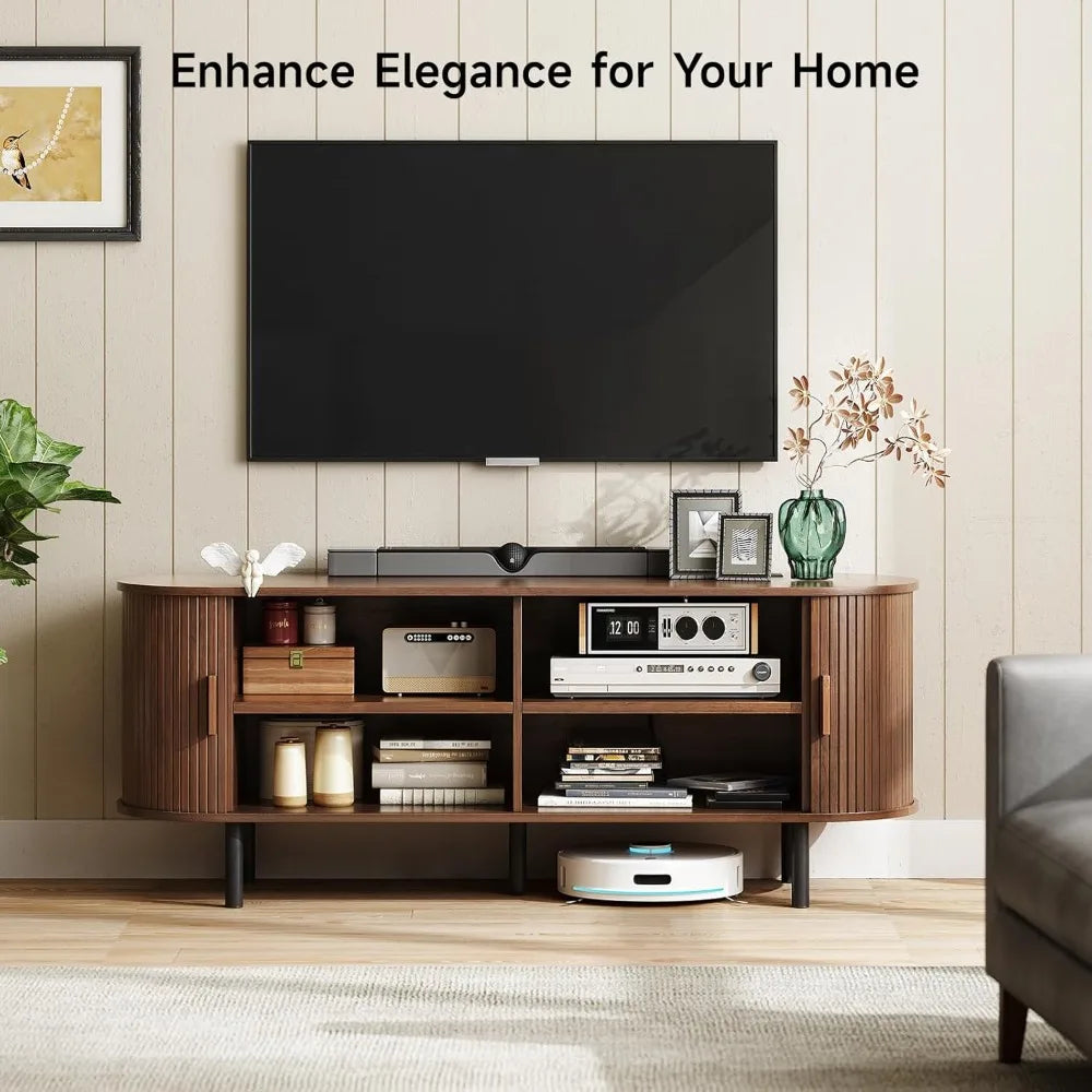 Elegant 55 Inch TV Stand with Power Outlet and Storage - Chic & Cheery Shopping
