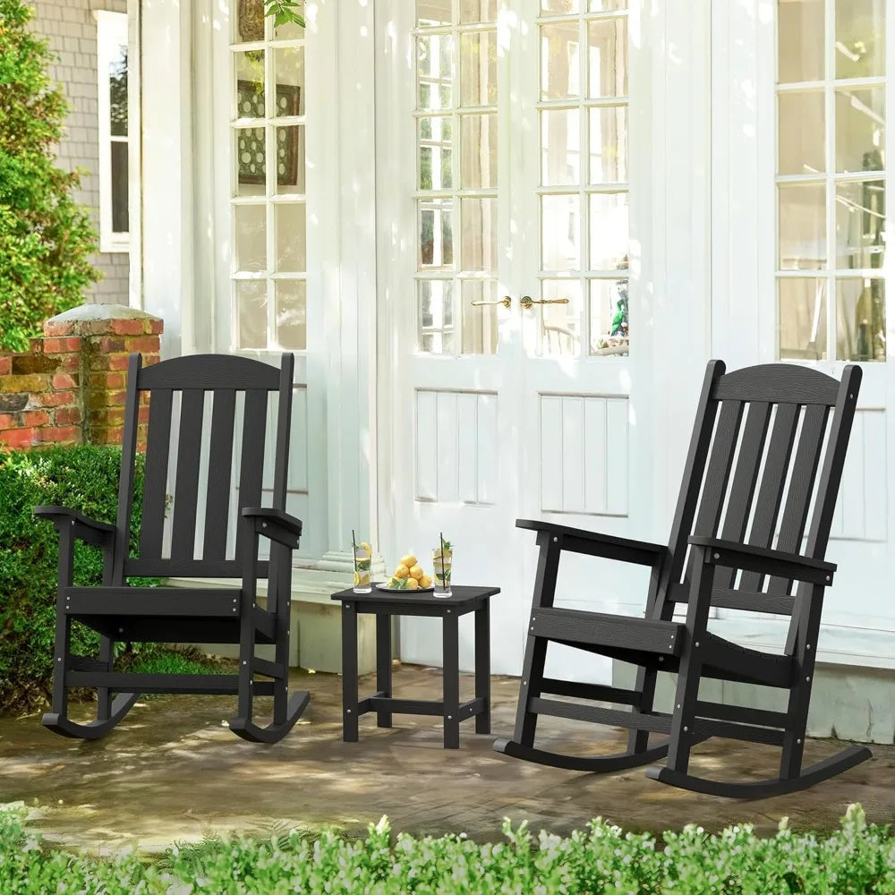 Outdoor Rocking Chairs Set of 3 All Weather Resistant - Chic & Cheery Shopping