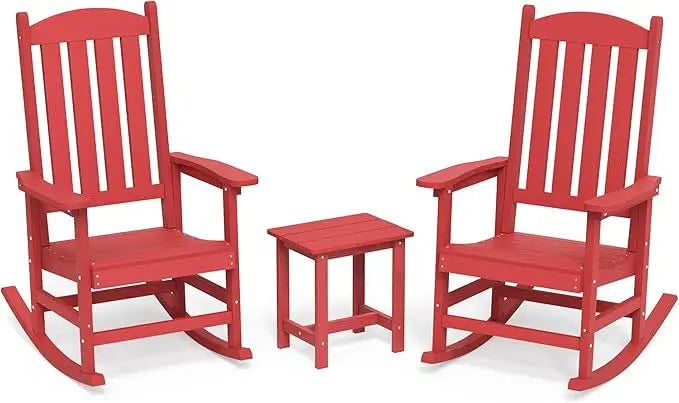 Outdoor Rocking Chairs Set of 3 All Weather Resistant - Chic & Cheery Shopping