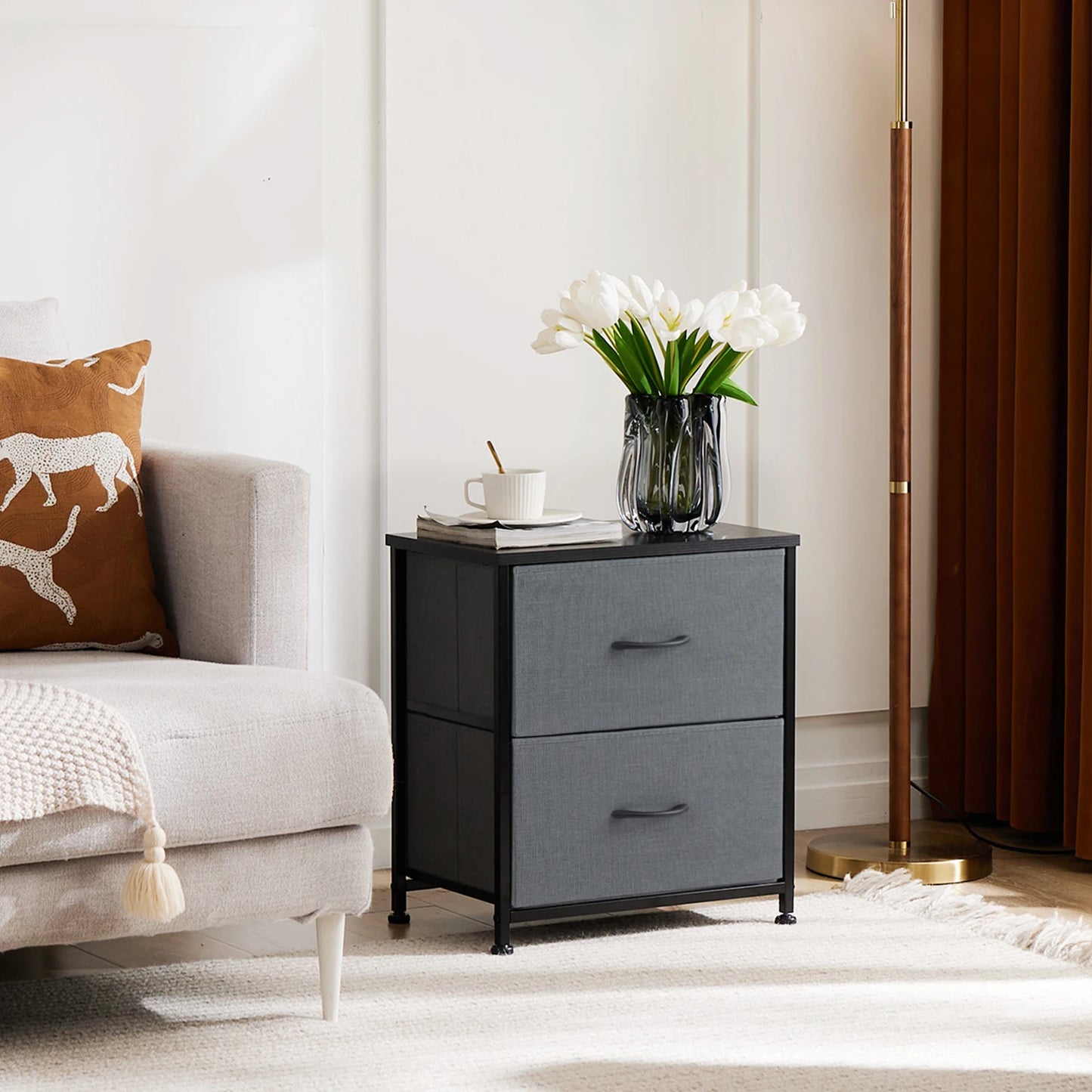 JHK Modern Living Room Cabinet Set with Fabric Drawers - Chic & Cheery Shopping