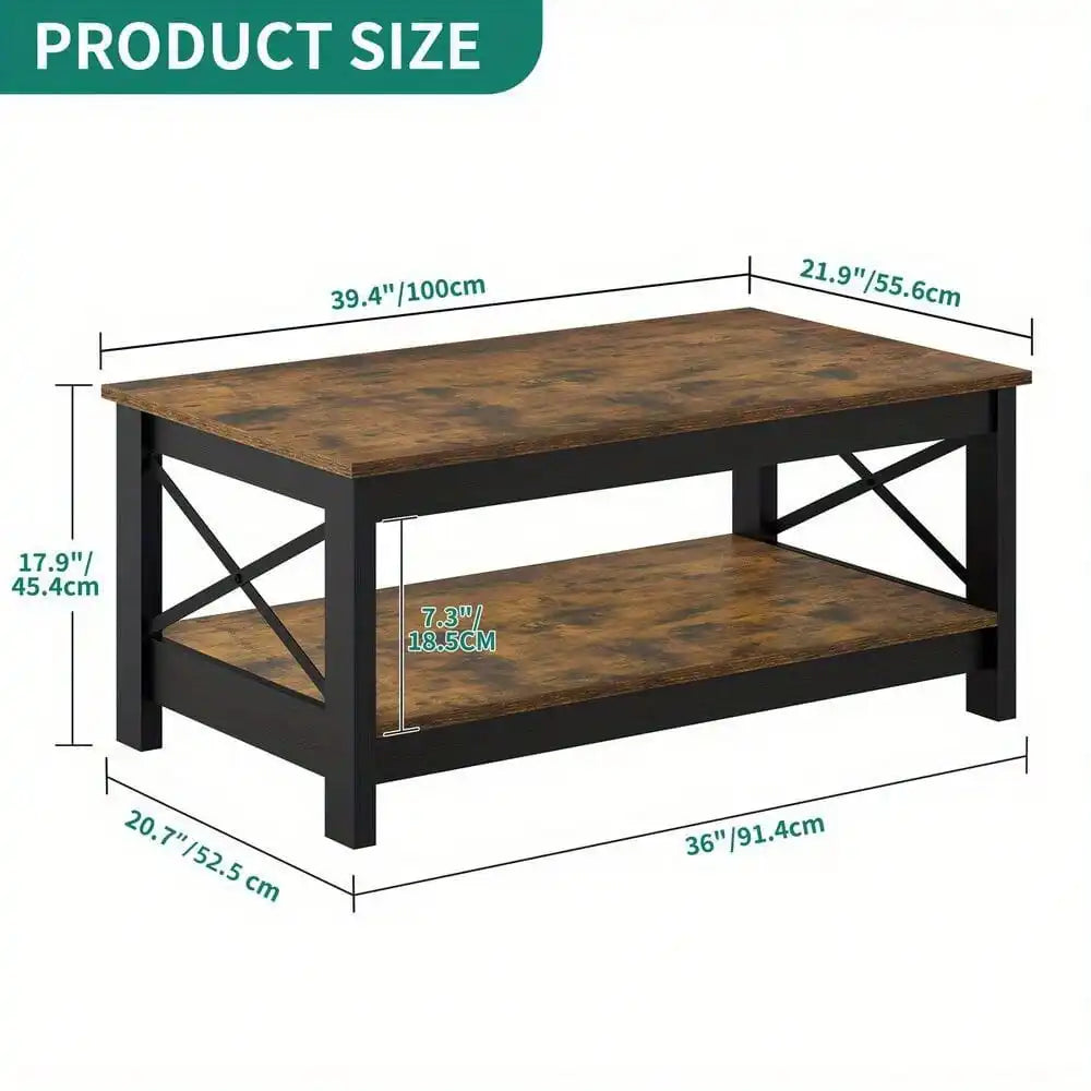 Modern Coffee Table With Open Storage Shelf For Living Room - Chic & Cheery Shopping