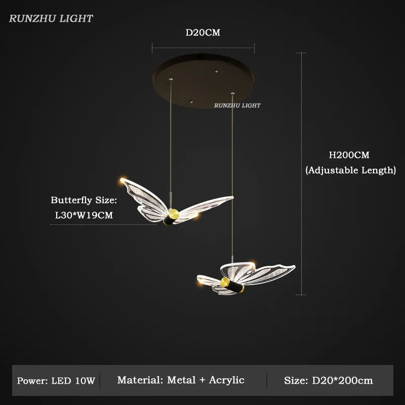 Butterfly Chandelier Bedroom Lamp Creative LED Pendant Light - Chic & Cheery Shopping