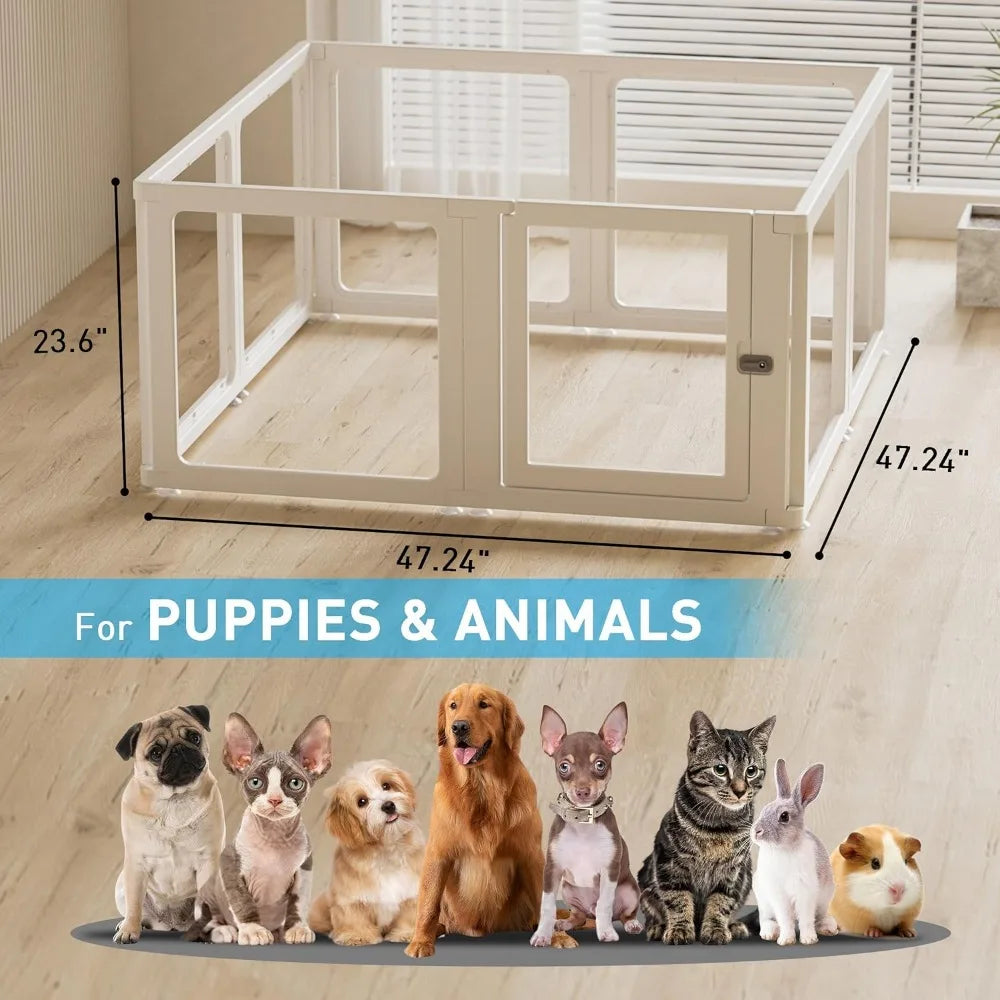Citylife Clear Dog Playpen with Door for Indoor Outdoor Use - Chic & Cheery Shopping