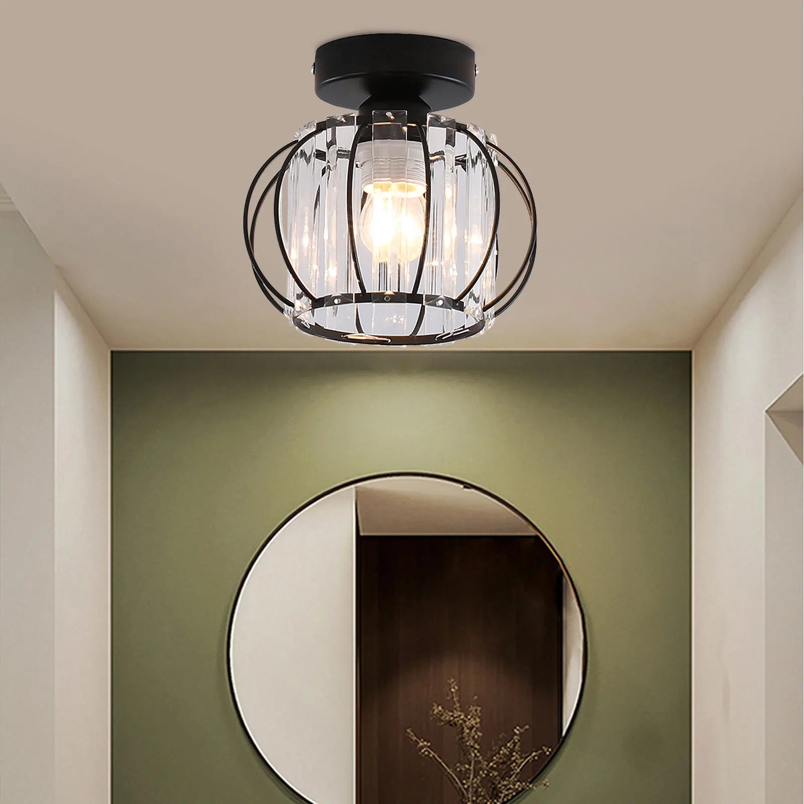 Black Modern Crystal Flush Mount Ceiling Light Fixture - Chic & Cheery Shopping