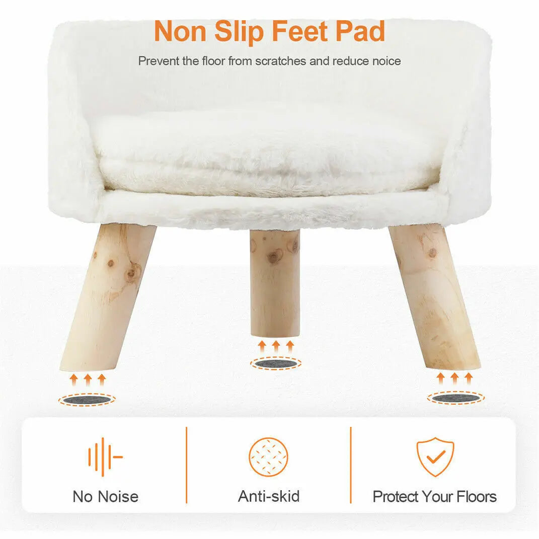 Luxury Plush Cat Bed with Wood Legs for Small Pets - Chic & Cheery Shopping