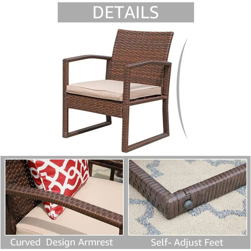 3 Piece Outdoor Wicker Conversation Set with Coffee Table - Chic & Cheery Shopping