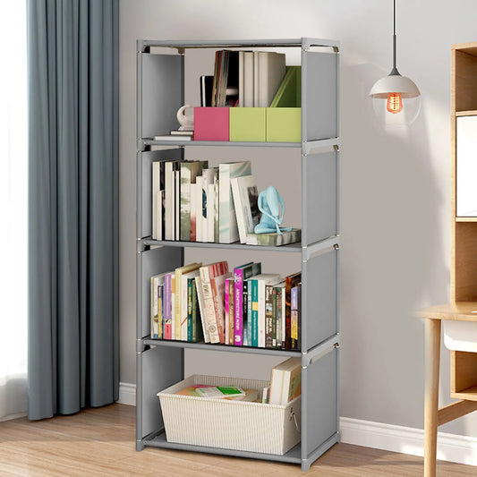 Grey 4-Layer Ladder Bookcase Stylish Wall Shelf Rack - Chic & Cheery Shopping