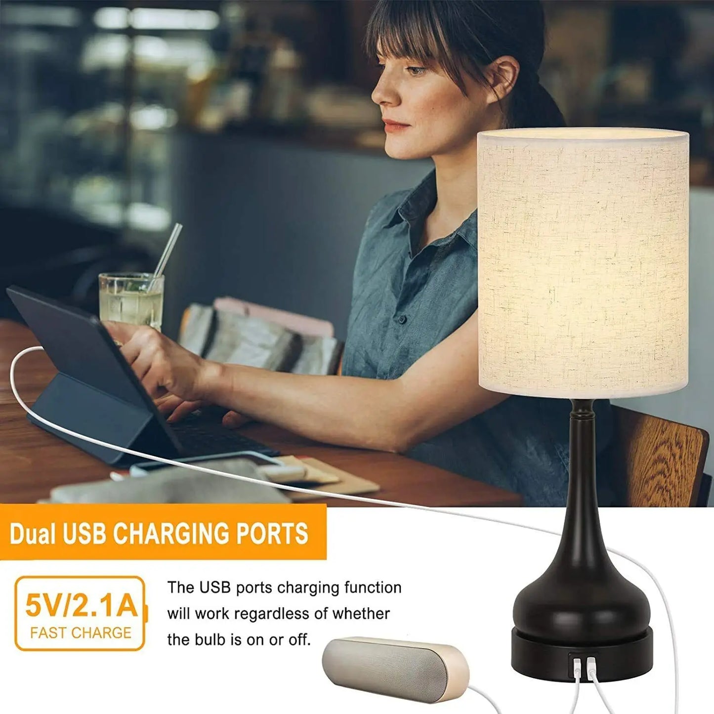 Touch Control Bedside Lamp Set with USB Charging Ports - Chic & Cheery Shopping