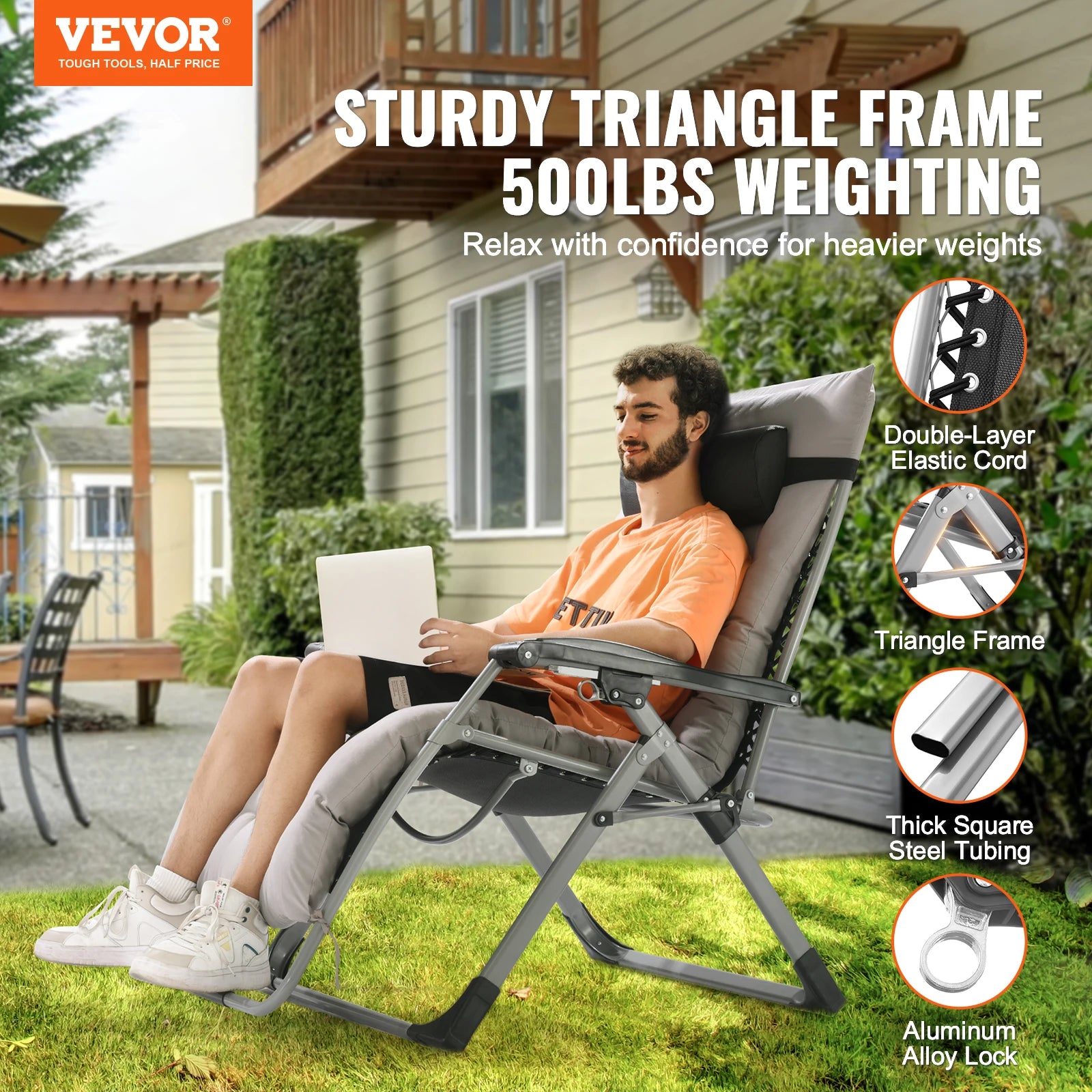 VEVOR Adjustable Zero Gravity Recliner Lounge Chair - Chic & Cheery Shopping