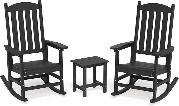 Outdoor Rocking Chairs Set of 3 All Weather Resistant - Chic & Cheery Shopping