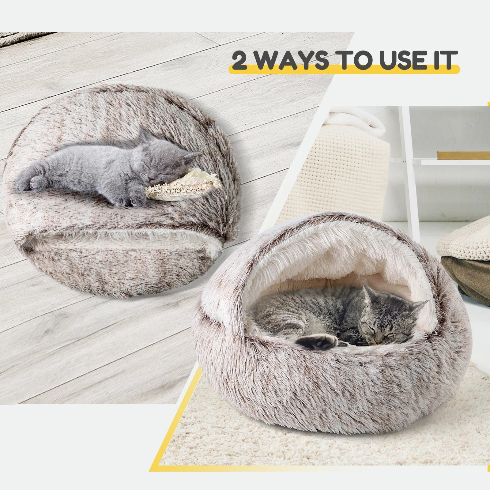 Cozy Plush Hooded Cat Bed Cave for Indoor Cats - Chic & Cheery Shopping