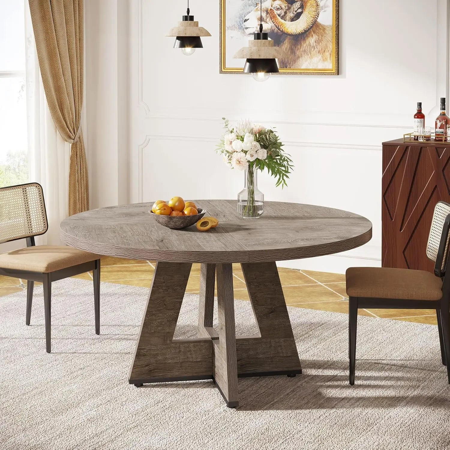 Rustic 47 Inch Round Farmhouse Dining Table for Four - Chic & Cheery Shopping