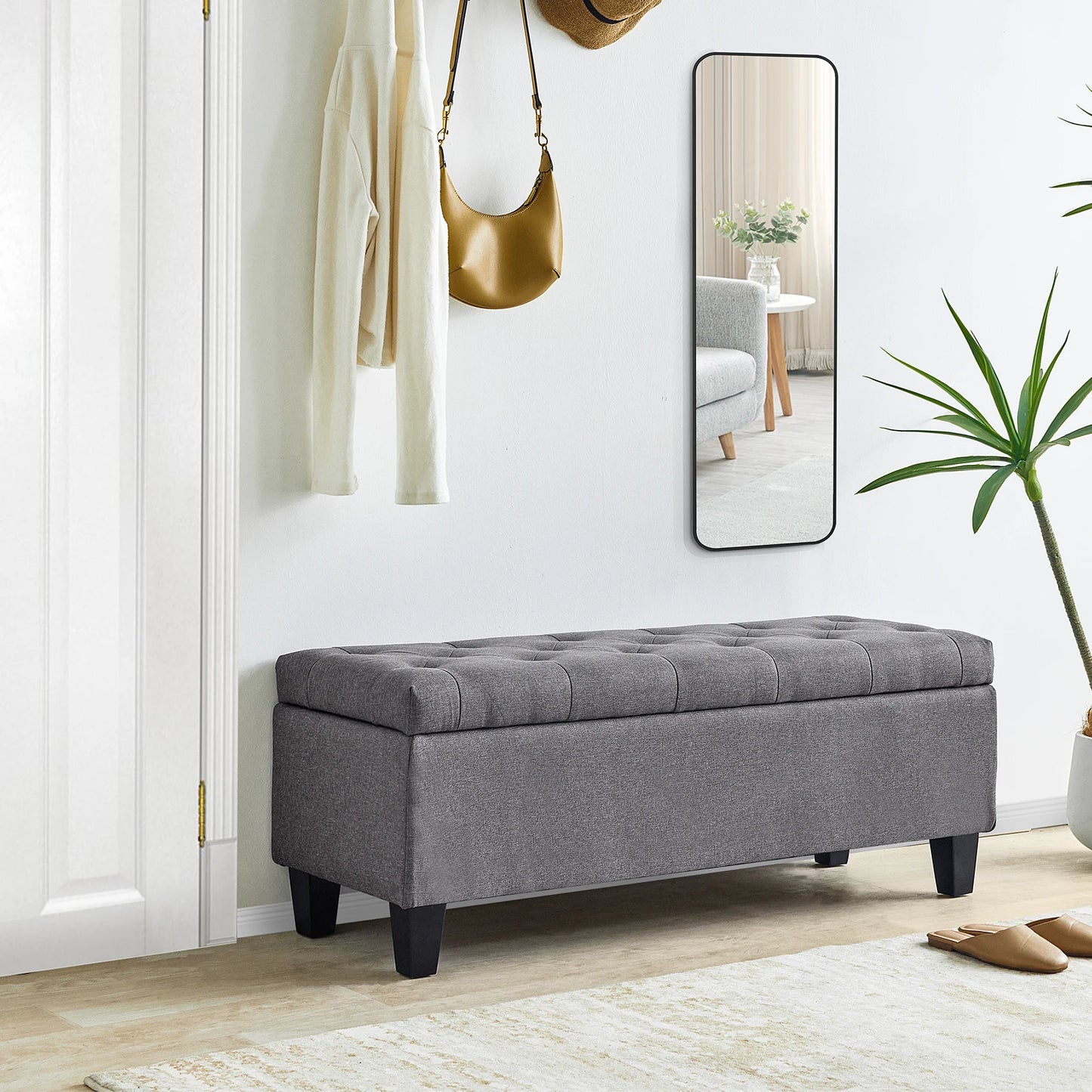 Redlife 42 Inch Tufted Storage Ottoman Bench for Home - Chic & Cheery Shopping