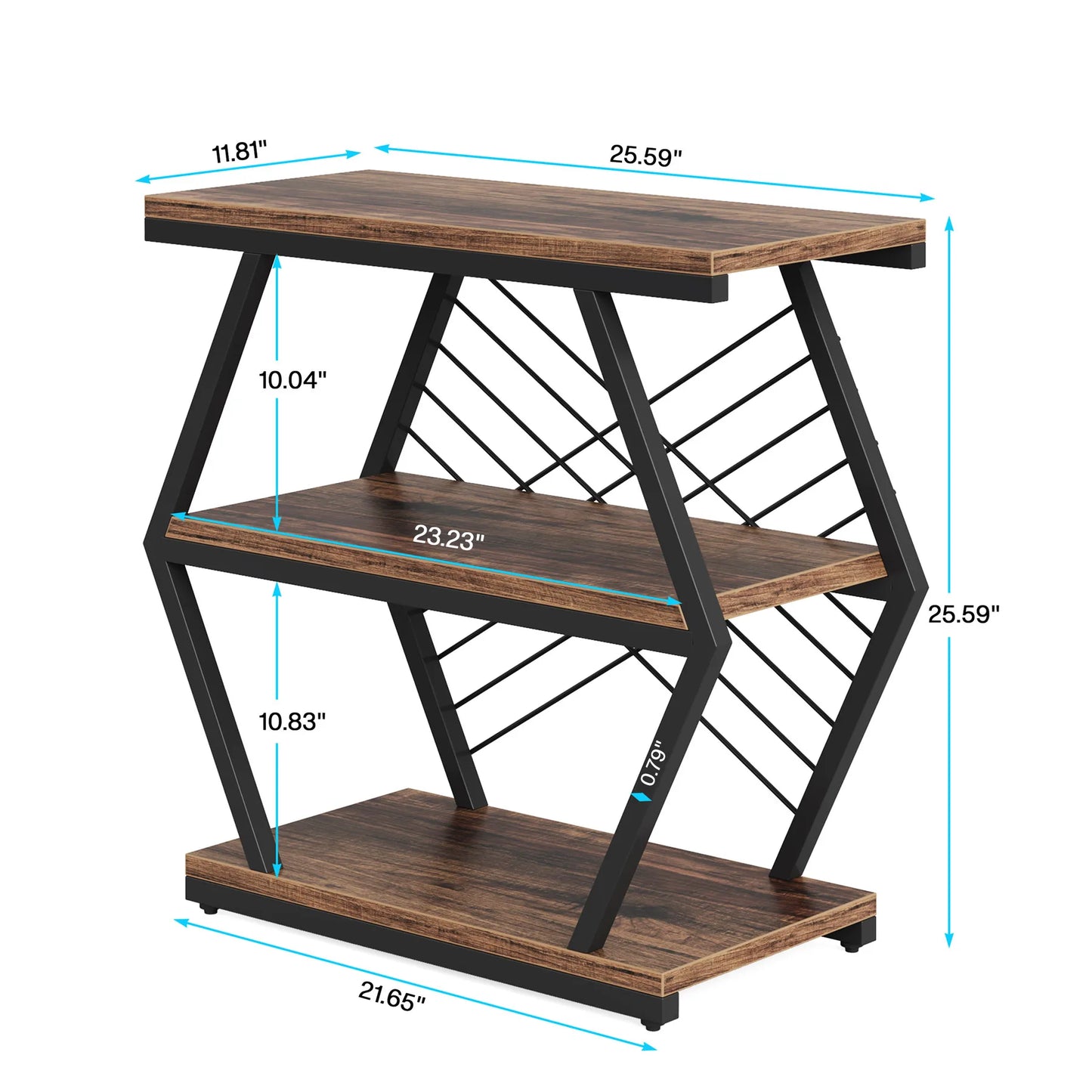 Tribesigns Industrial End Table with 3 Storage Shelves - Chic & Cheery Shopping