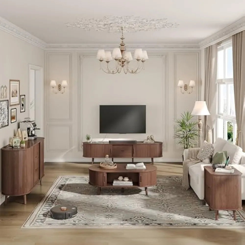 59 Inch Mid Century Modern TV Stand with Charging Station - Chic & Cheery Shopping