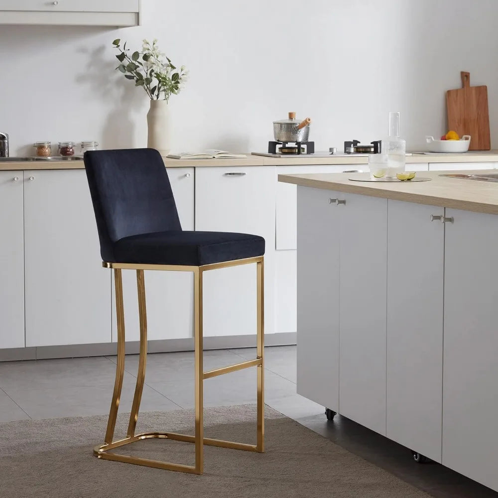 30 Inch Velvet Barstools Set of 2 with Gold Metal Frame - Chic & Cheery Shopping